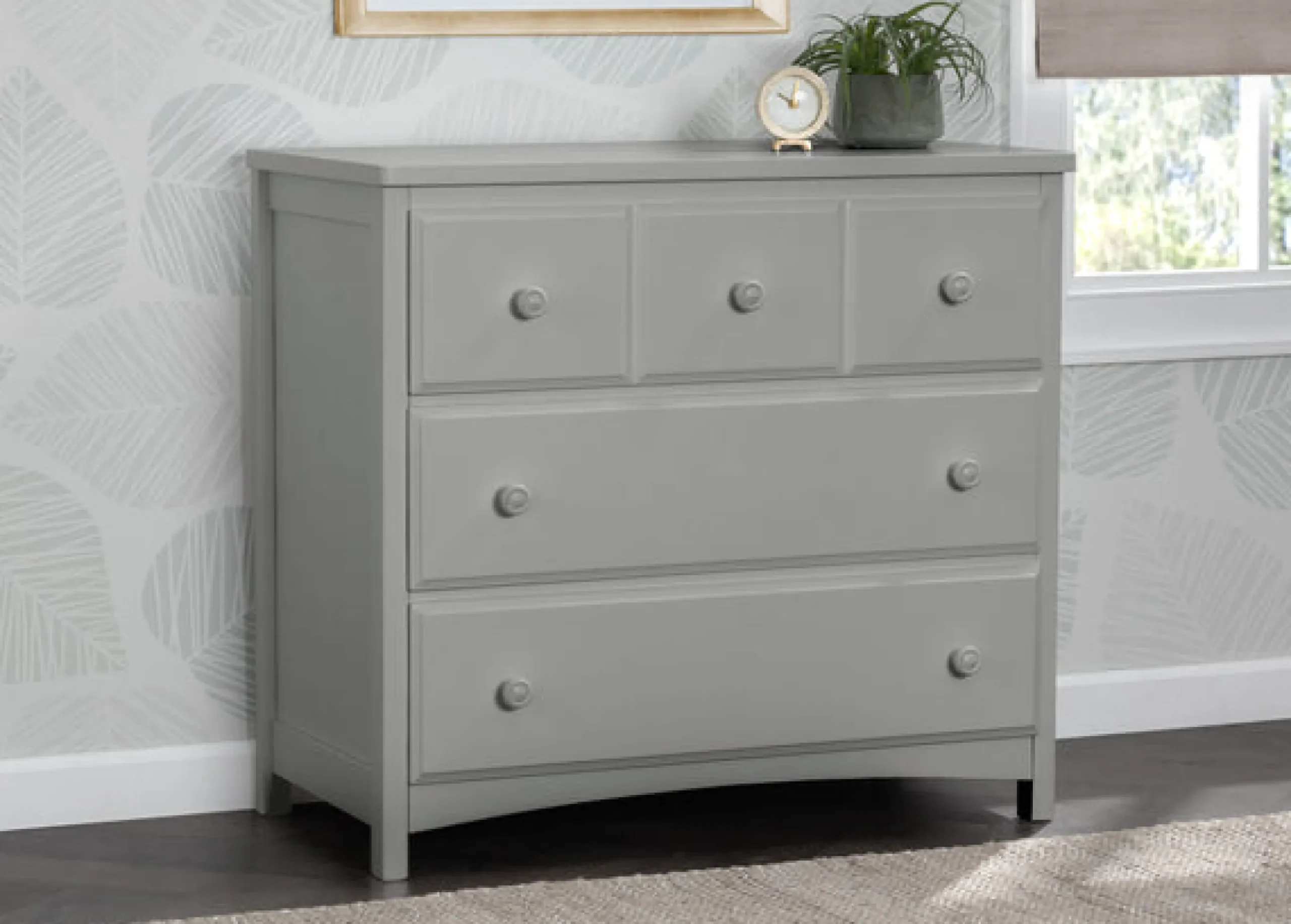 Dressers & Changing Tables|Dressers*Delta Children 3 Drawer Dresser with Interlocking Drawers Grey (026)