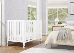 Baby Cribs*Simmons Kids Aria Full Size Portable Folding Crib Bianca White (130)