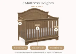 Baby Cribs*Simmons Kids Asher 6-in-1 Convertible Crib Aged Oak (845)