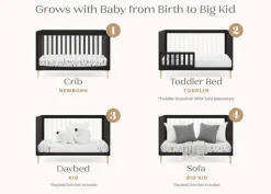 Baby Cribs*Delta Children Austin Acrylic 4-in-1 Convertible Crib Midnight Grey with Natural (1372)