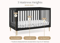 Baby Cribs*Delta Children Austin Acrylic 4-in-1 Convertible Crib Midnight Grey with Natural (1372)