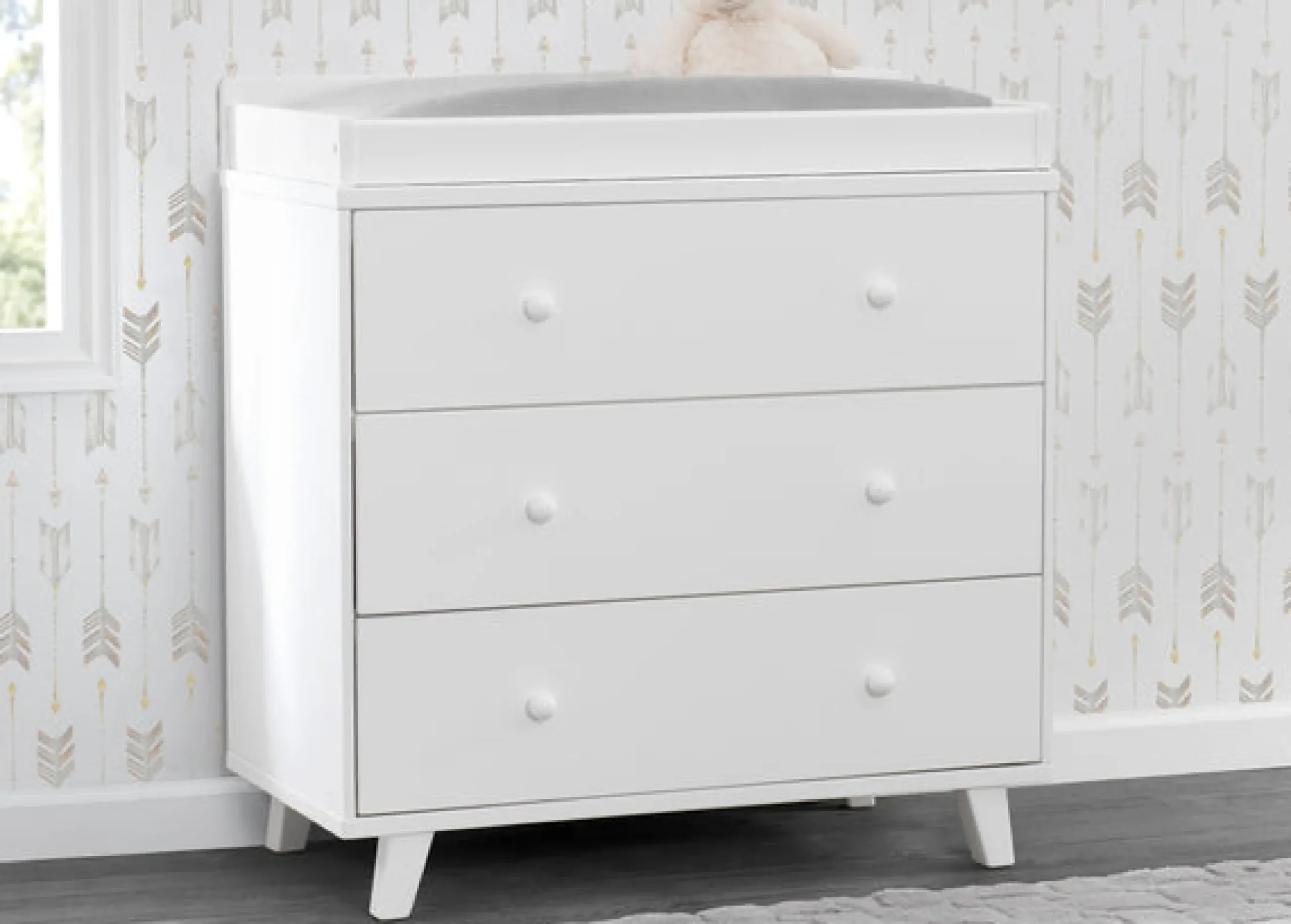 Dressers & Changing Tables|Dressers*Delta Children Ava 3 Drawer Dresser with Changing Top and Interlocking Drawers White (100)