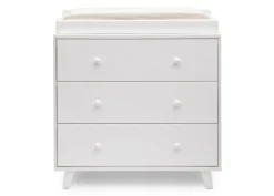 Dressers & Changing Tables|Dressers*Delta Children Ava 3 Drawer Dresser with Changing Top and Interlocking Drawers White (100)