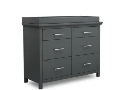 Dressers & Changing Tables|Dressers*Simmons Kids Avery 6 Drawer Dresser with Changing Top Charcoal Grey (029)