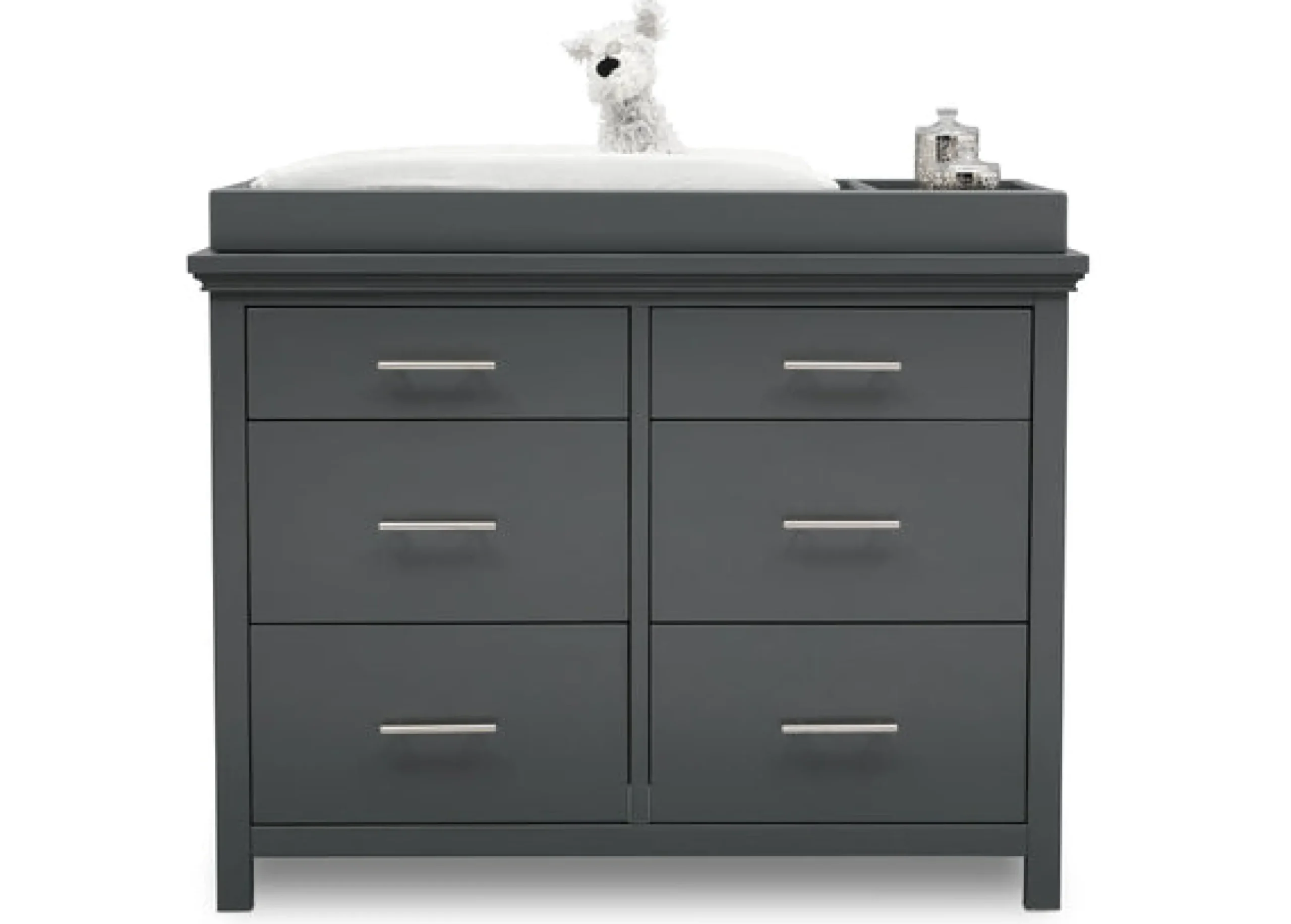 Dressers & Changing Tables|Dressers*Simmons Kids Avery 6 Drawer Dresser with Changing Top Charcoal Grey (029)