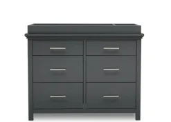 Dressers & Changing Tables|Dressers*Simmons Kids Avery 6 Drawer Dresser with Changing Top Charcoal Grey (029)