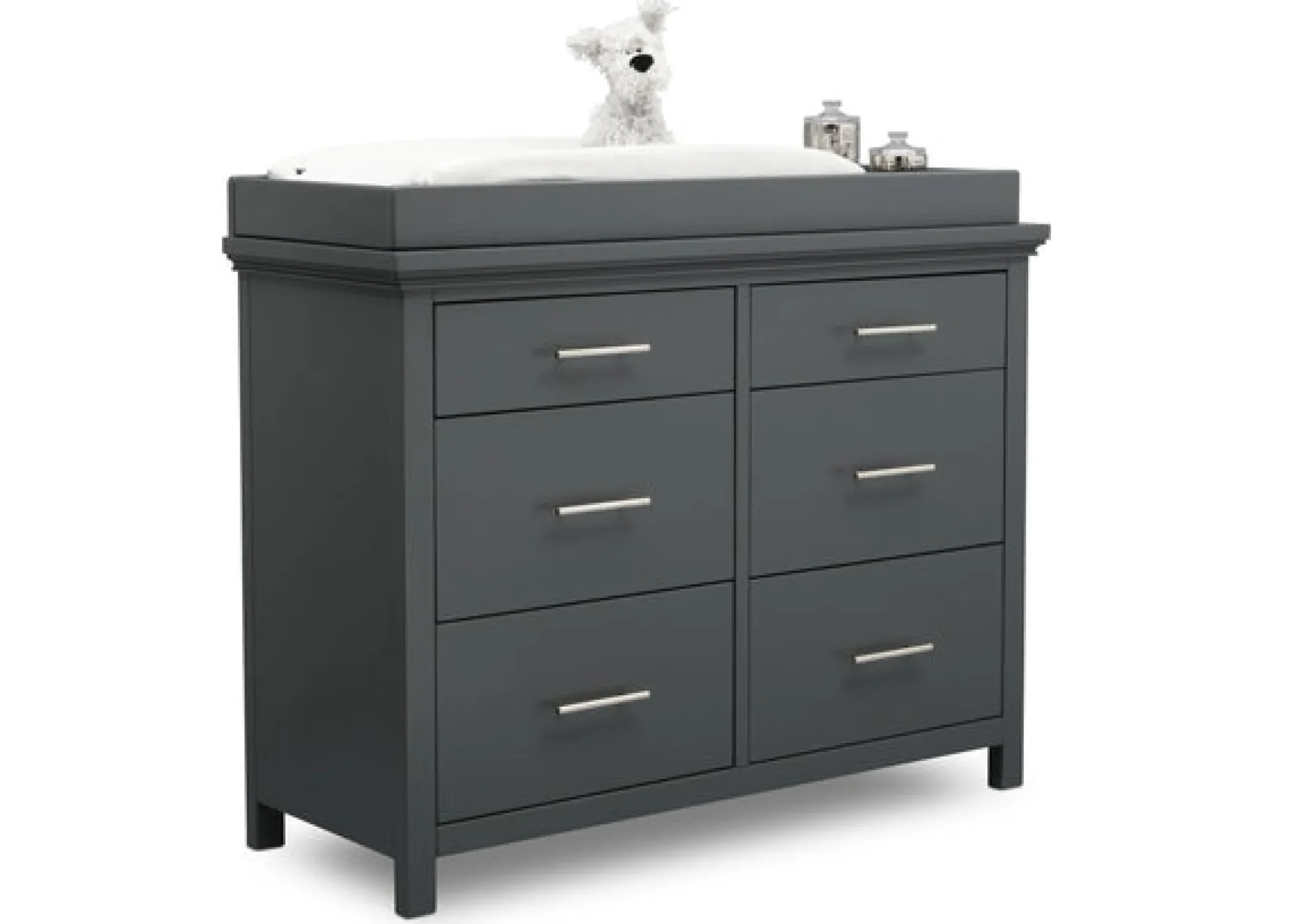 Dressers & Changing Tables|Dressers*Simmons Kids Avery 6 Drawer Dresser with Changing Top Charcoal Grey (029)