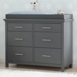 Dressers & Changing Tables|Dressers*Simmons Kids Avery 6 Drawer Dresser with Changing Top Charcoal Grey (029)