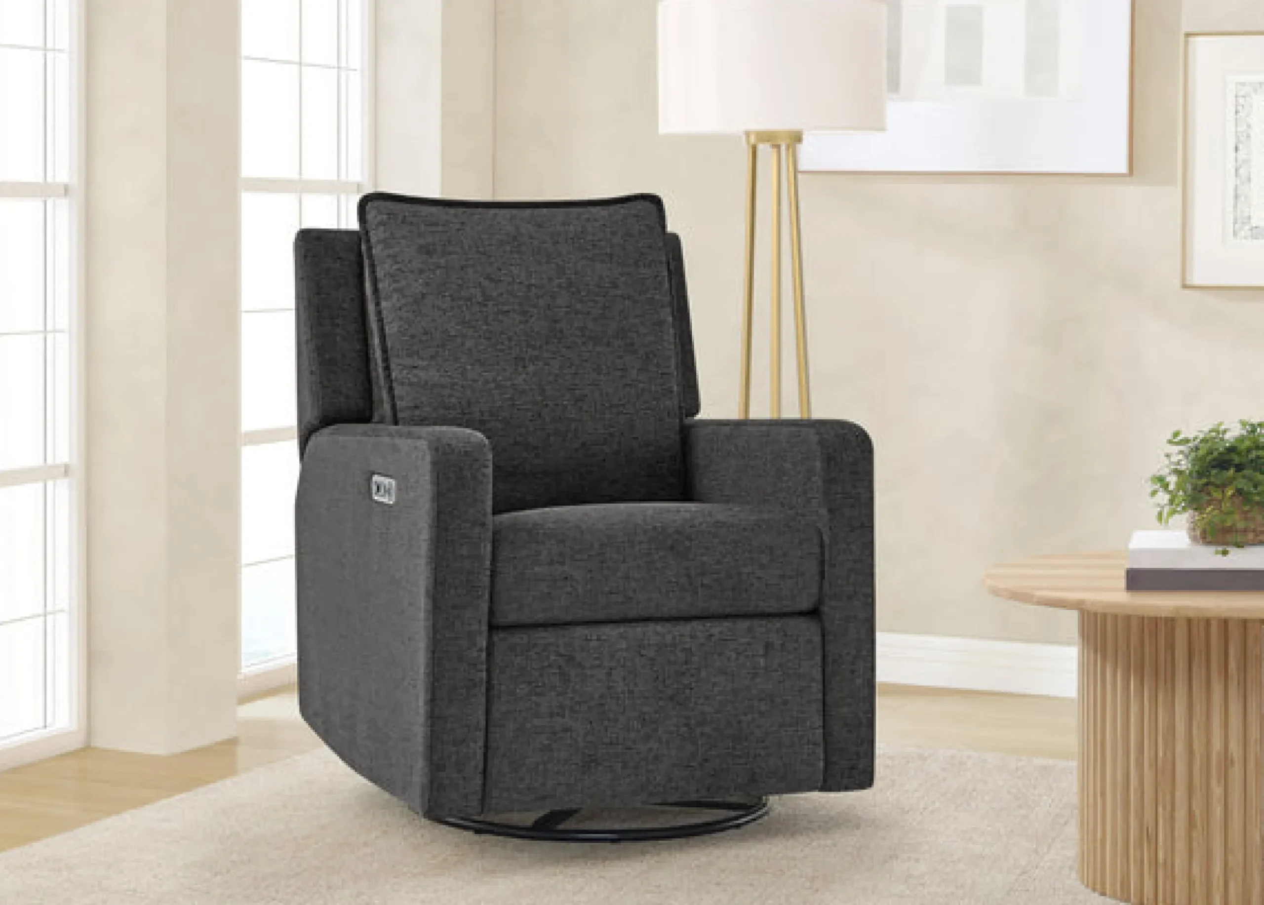 Gliders & Recliners*babyGap by Delta Children babyGap Harlowe Power Recliner with USB-A and Type-C Ports in Stain-Resistant Performance Fabric Charcoal (1548)
