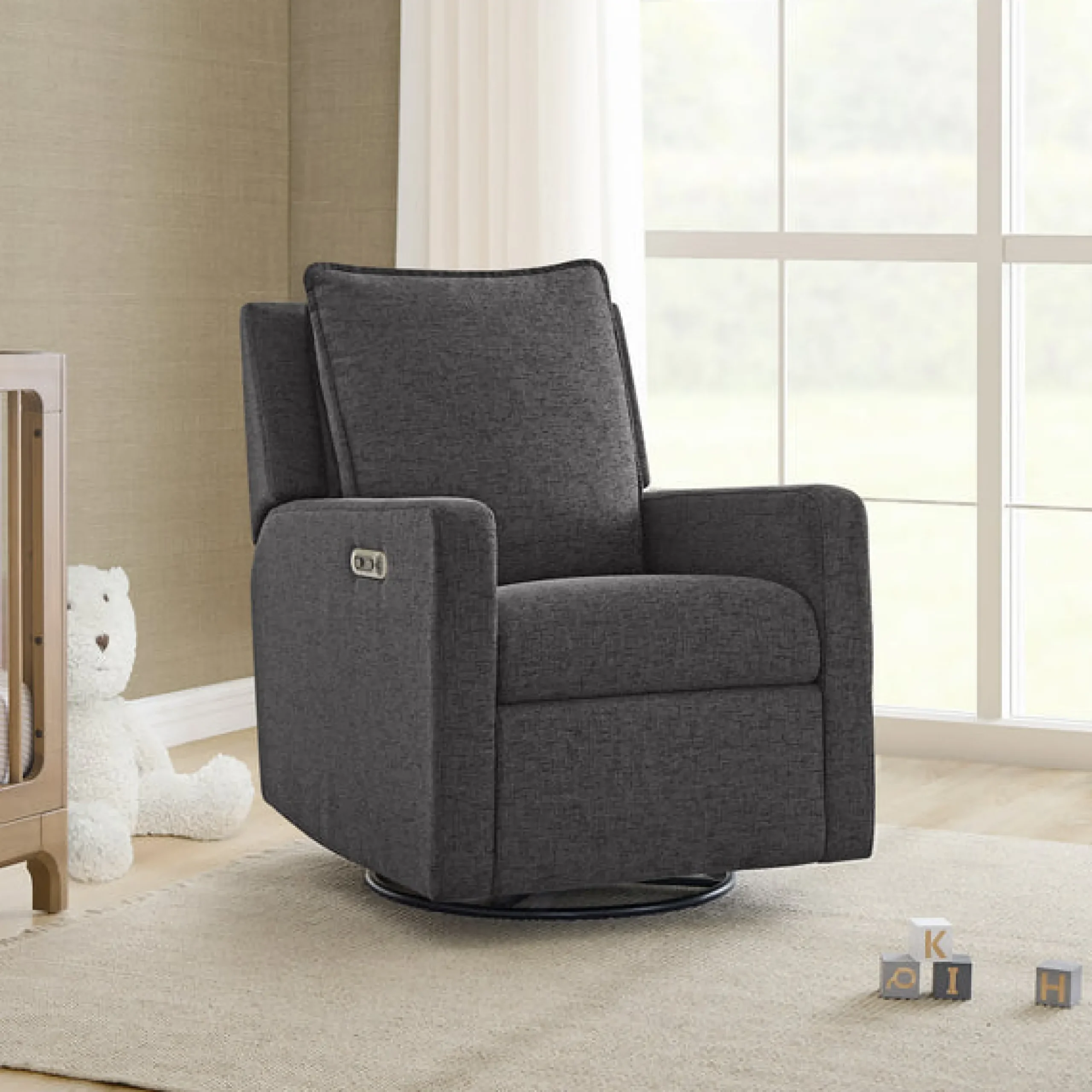 Gliders & Recliners*babyGap by Delta Children babyGap Harlowe Power Recliner with USB-A and Type-C Ports in Stain-Resistant Performance Fabric Charcoal (1548)
