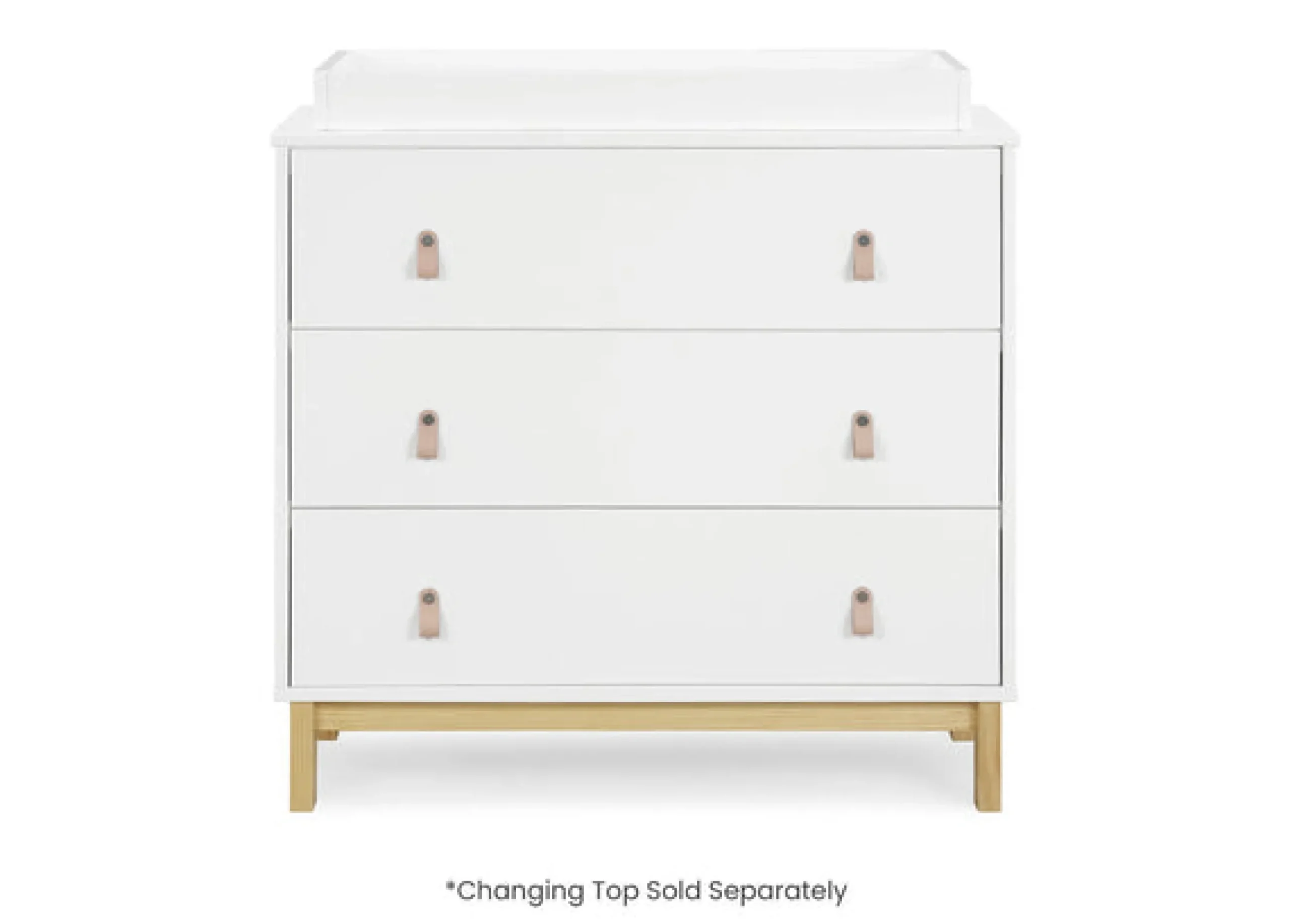 Dressers & Changing Tables|Dressers*babyGap by Delta Children babyGap Legacy 3 Drawer Dresser with Leather Pulls and Interlocking Drawers Bianca White with Natural (123)