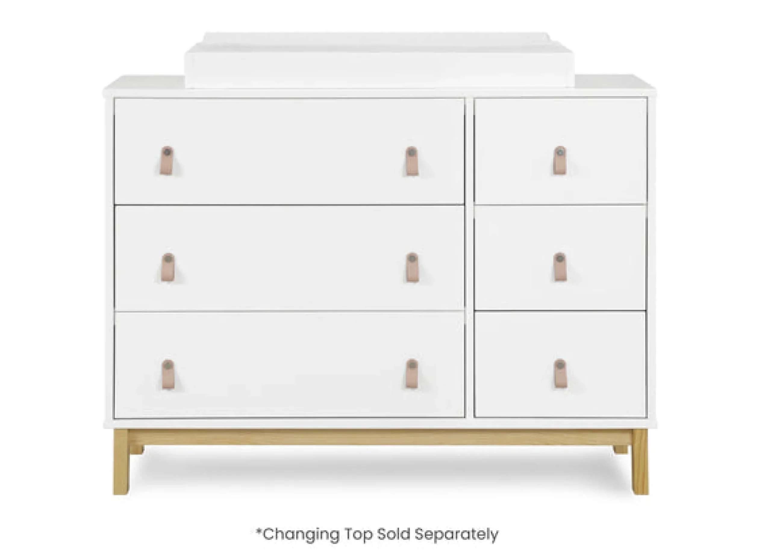 Dressers & Changing Tables|Dressers*babyGap by Delta Children babyGap Legacy 6 Drawer Dresser with Leather Pulls and Interlocking Drawers Bianca White with Natural (123)