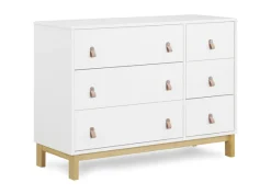 Dressers & Changing Tables|Dressers*babyGap by Delta Children babyGap Legacy 6 Drawer Dresser with Leather Pulls and Interlocking Drawers Bianca White with Natural (123)
