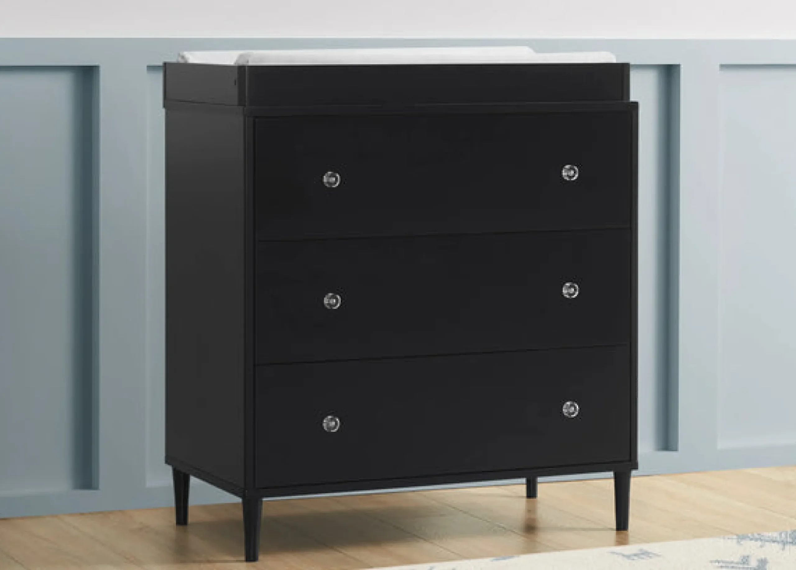 Dressers & Changing Tables|Dressers*Delta Children Bowie 3 Drawer Dresser with Changing Top and Interlocking Drawers Ebony (0011)