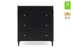Dressers & Changing Tables|Dressers*Delta Children Bowie 3 Drawer Dresser with Changing Top and Interlocking Drawers Ebony (0011)