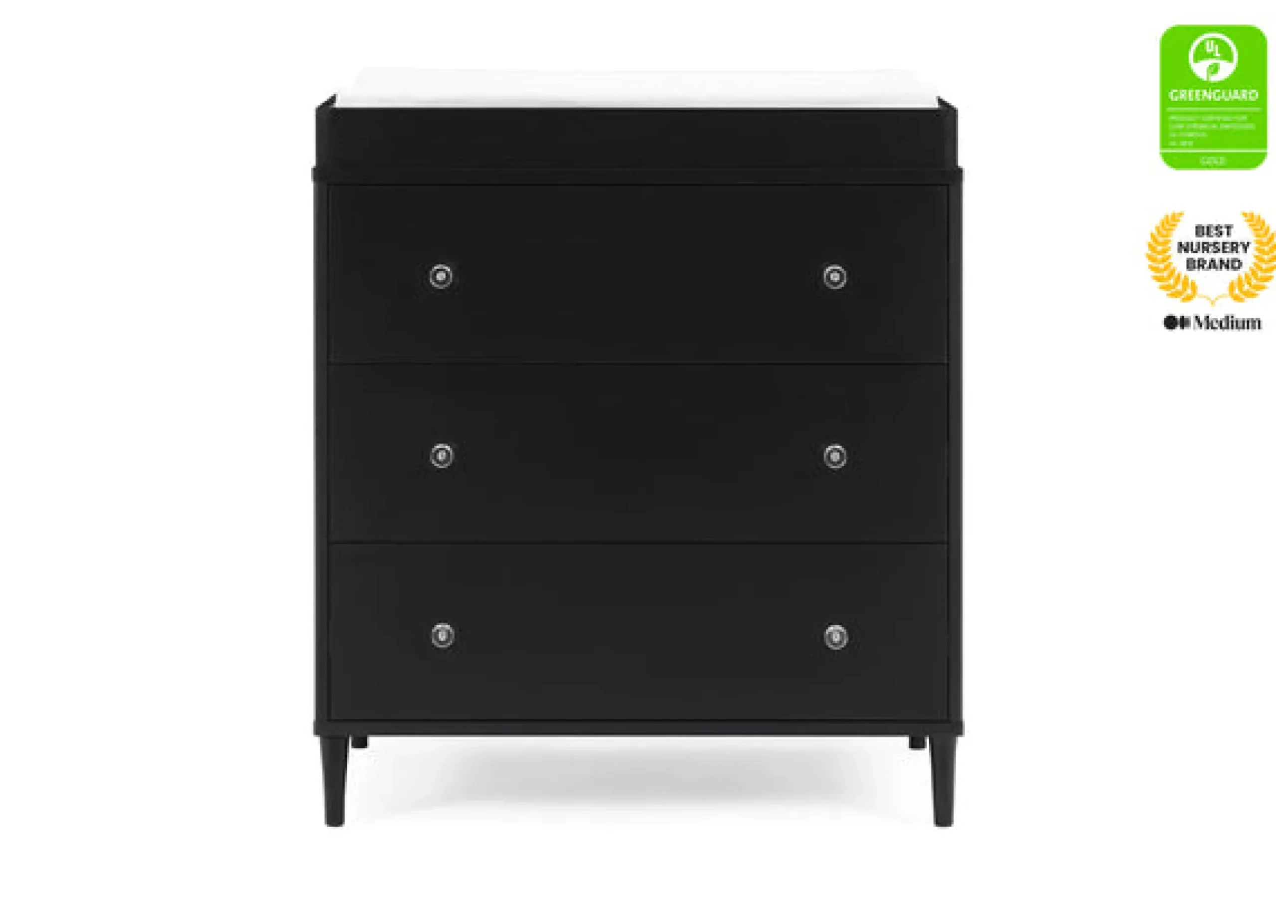 Dressers & Changing Tables|Dressers*Delta Children Bowie 3 Drawer Dresser with Changing Top and Interlocking Drawers Ebony (0011)