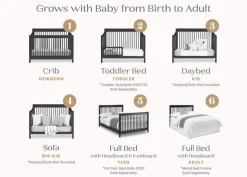 Baby Cribs*Delta Children Brooks 6-in-1 Convertible Crib Midnight Grey (1360)