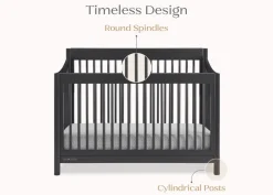 Baby Cribs*Delta Children Brooks 6-in-1 Convertible Crib Midnight Grey (1360)