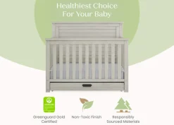 Baby Cribs*Simmons Kids Caden 6-in-1 Convertible Crib with Trundle Drawer Rustic Mist (1373)