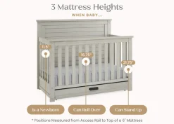 Baby Cribs*Simmons Kids Caden 6-in-1 Convertible Crib with Trundle Drawer Rustic Mist (1373)