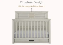 Baby Cribs*Simmons Kids Caden 6-in-1 Convertible Crib with Trundle Drawer Rustic Mist (1373)