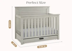 Baby Cribs*Simmons Kids Caden 6-in-1 Convertible Crib with Trundle Drawer Rustic Mist (1373)