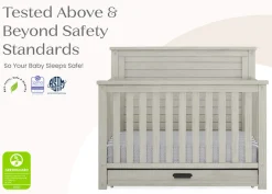 Baby Cribs*Simmons Kids Caden 6-in-1 Convertible Crib with Trundle Drawer Rustic Mist (1373)