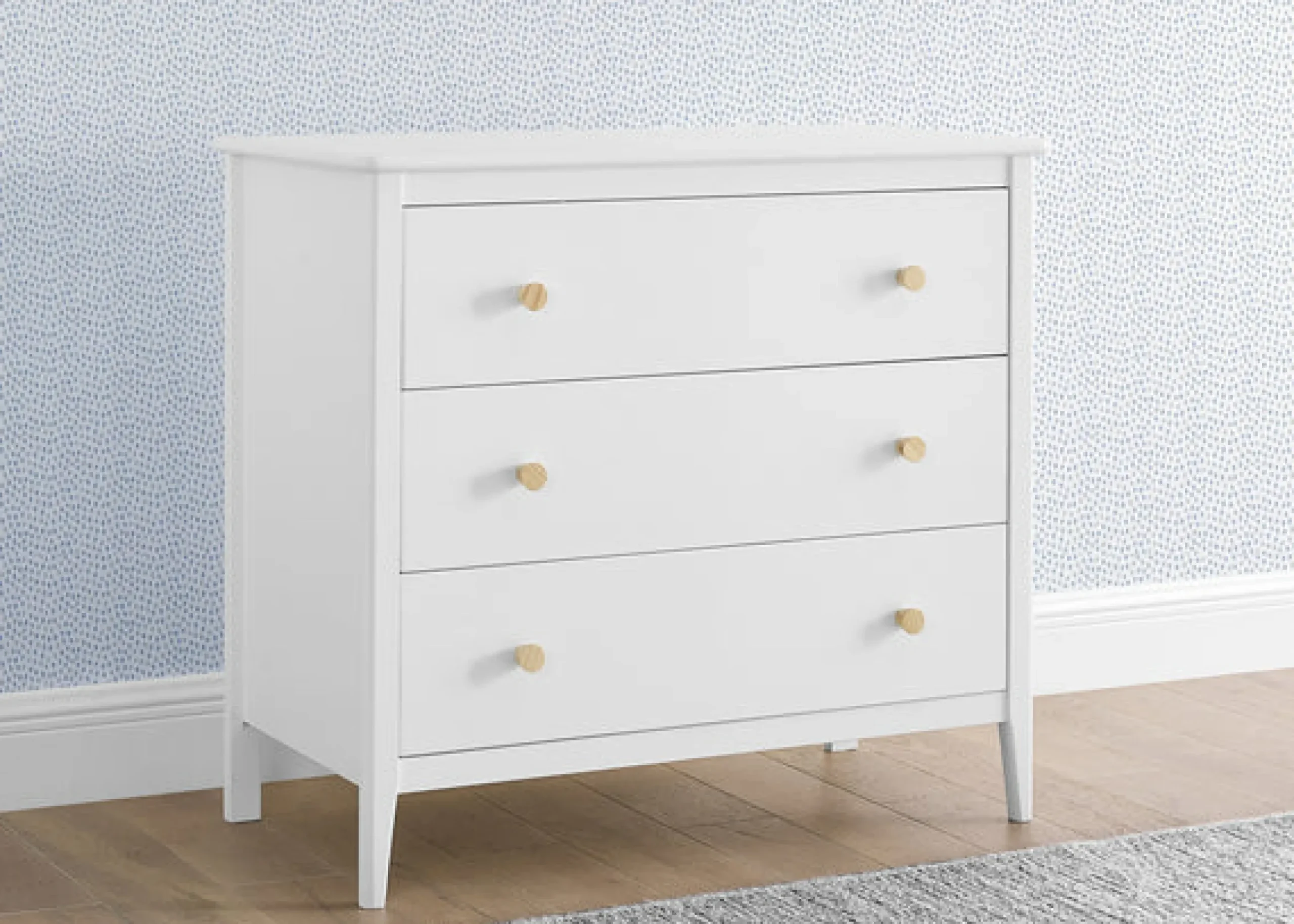 Dressers & Changing Tables|Dressers*Delta Children Casey 3 Drawer Dresser with Interlocking Drawers Bianca White with Natural (123)