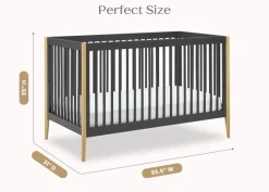 Baby Cribs*Delta Children Casey 6-in-1 Convertible Crib Charcoal Grey with Natural (1410)