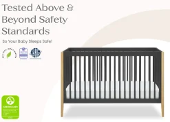 Baby Cribs*Delta Children Casey 6-in-1 Convertible Crib Charcoal Grey with Natural (1410)