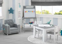 Easels*Delta Children Chelsea Double-Sided Storage Easel with Paper Roll and Magnets | Dry Erase Surface & Chalkboard Surface