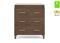 Dressers & Changing Tables|Dressers*Delta Children Classic 4 Drawer Dresser with Changing Top and Interlocking Drawers Teak Brown (1526)