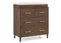 Dressers & Changing Tables|Dressers*Delta Children Classic 4 Drawer Dresser with Changing Top and Interlocking Drawers Teak Brown (1526)