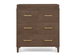 Dressers & Changing Tables|Dressers*Delta Children Classic 4 Drawer Dresser with Changing Top and Interlocking Drawers Teak Brown (1526)