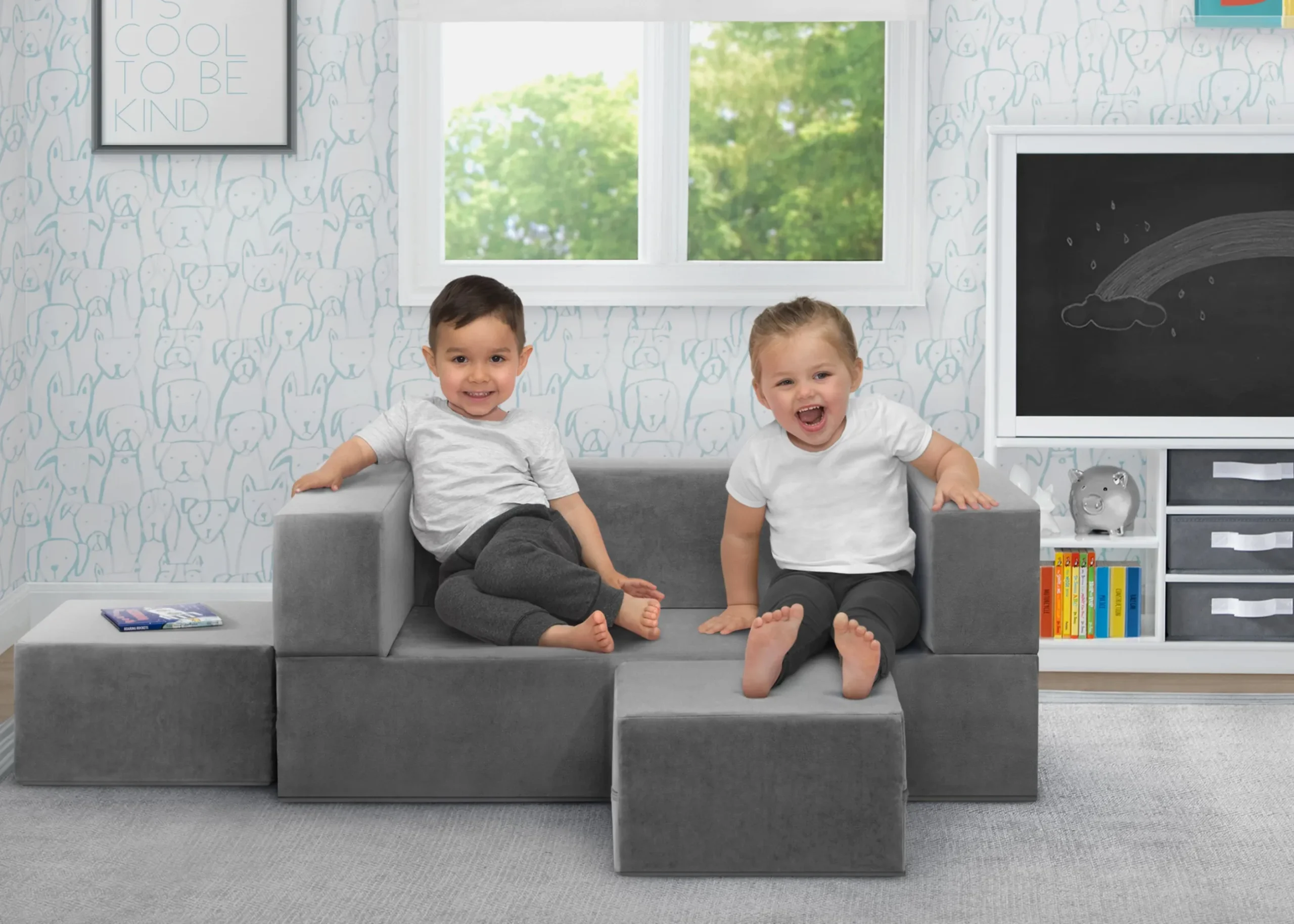 Kids’ Chairs|Play Couches*Delta Children Convertible Sofa and Play Set for Kids and Toddlers Modular Foam Couch and Flip Out Lounger with 2 Ottomans