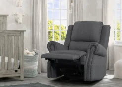 Gliders & Recliners*Delta Children Dylan Nursery Recliner Glider Swivel Chair Charcoal Grey (931)