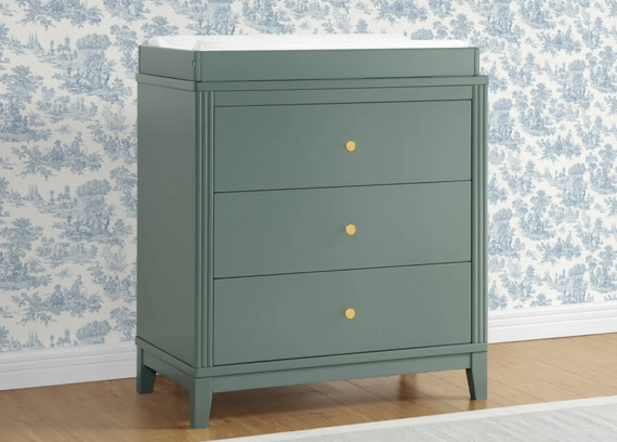 Dressers & Changing Tables|Dressers*Delta Children Eloise 3 Drawer Dresser with Changing Top and Interlocking Drawers Grassy Glen (357)