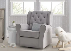 Gliders & Recliners*Delta Children Emerson Nursery Glider Swivel Rocker Chair Dove Grey with Soft Grey (036)