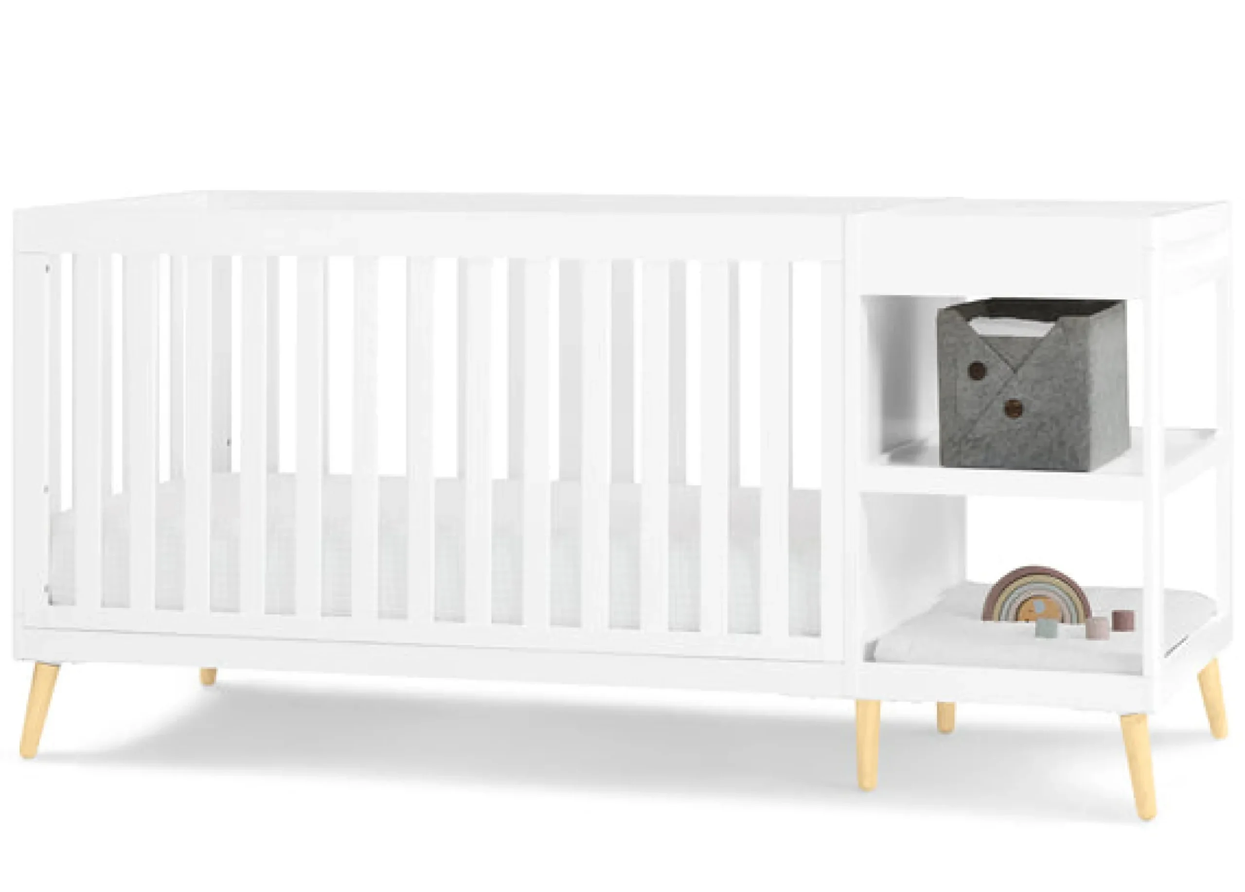 Baby Cribs*Delta Children Essex 4-in-1 Convertible Crib and Changer Bianca White with Natural (123)