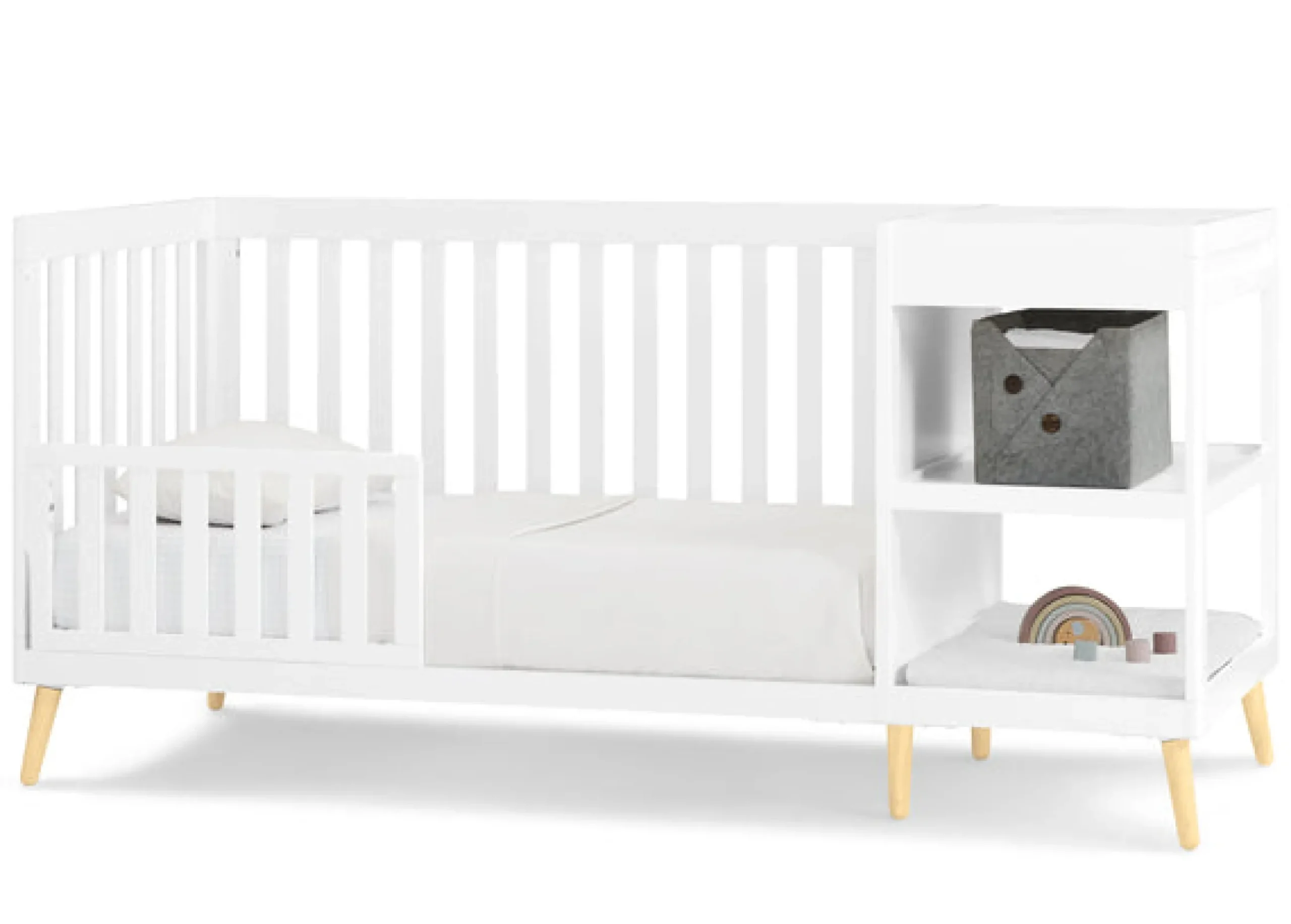 Baby Cribs*Delta Children Essex 4-in-1 Convertible Crib and Changer Bianca White with Natural (123)