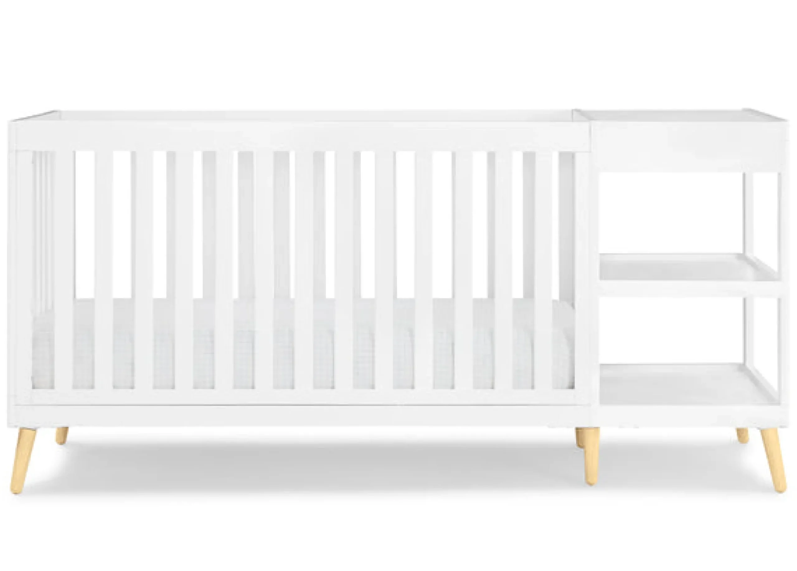Baby Cribs*Delta Children Essex 4-in-1 Convertible Crib and Changer Bianca White with Natural (123)