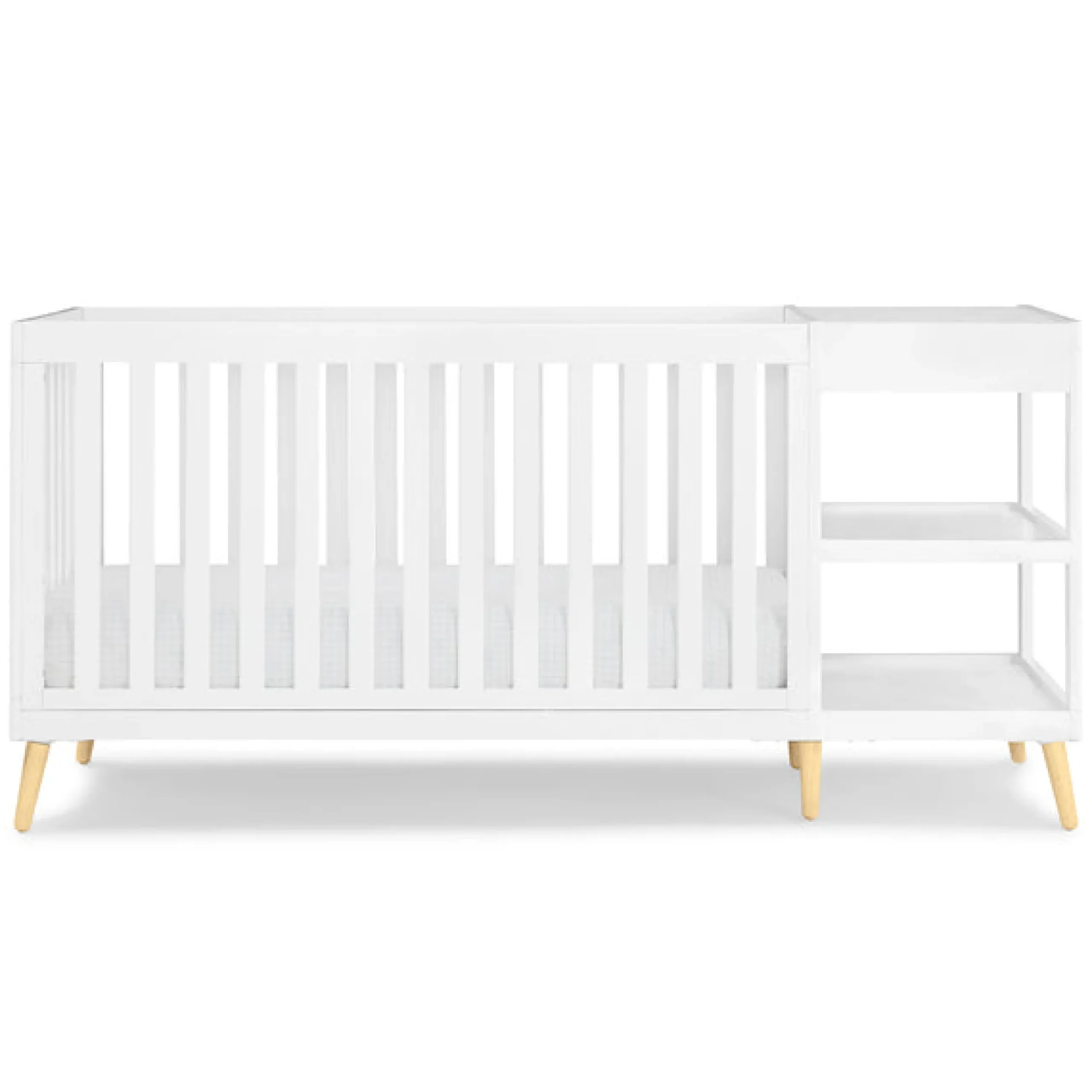 Baby Cribs*Delta Children Essex 4-in-1 Convertible Crib and Changer Bianca White with Natural (123)