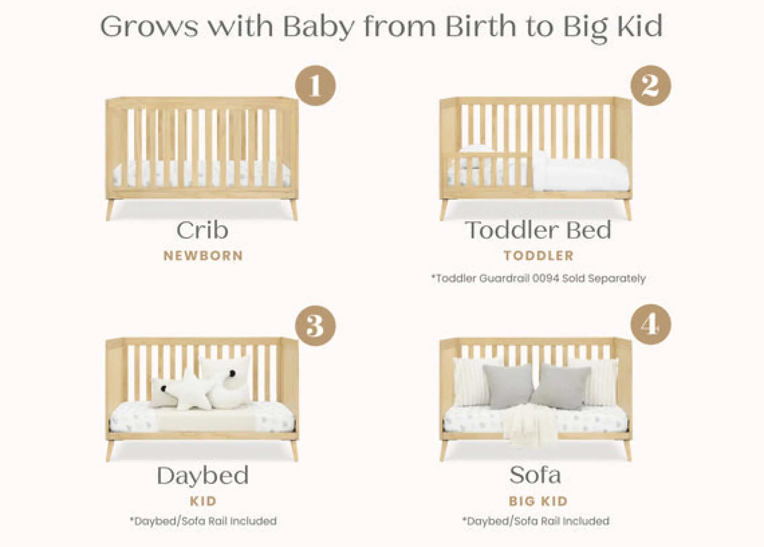 Baby Cribs*Delta Children Essex 4-in-1 Convertible Crib Natural (746)