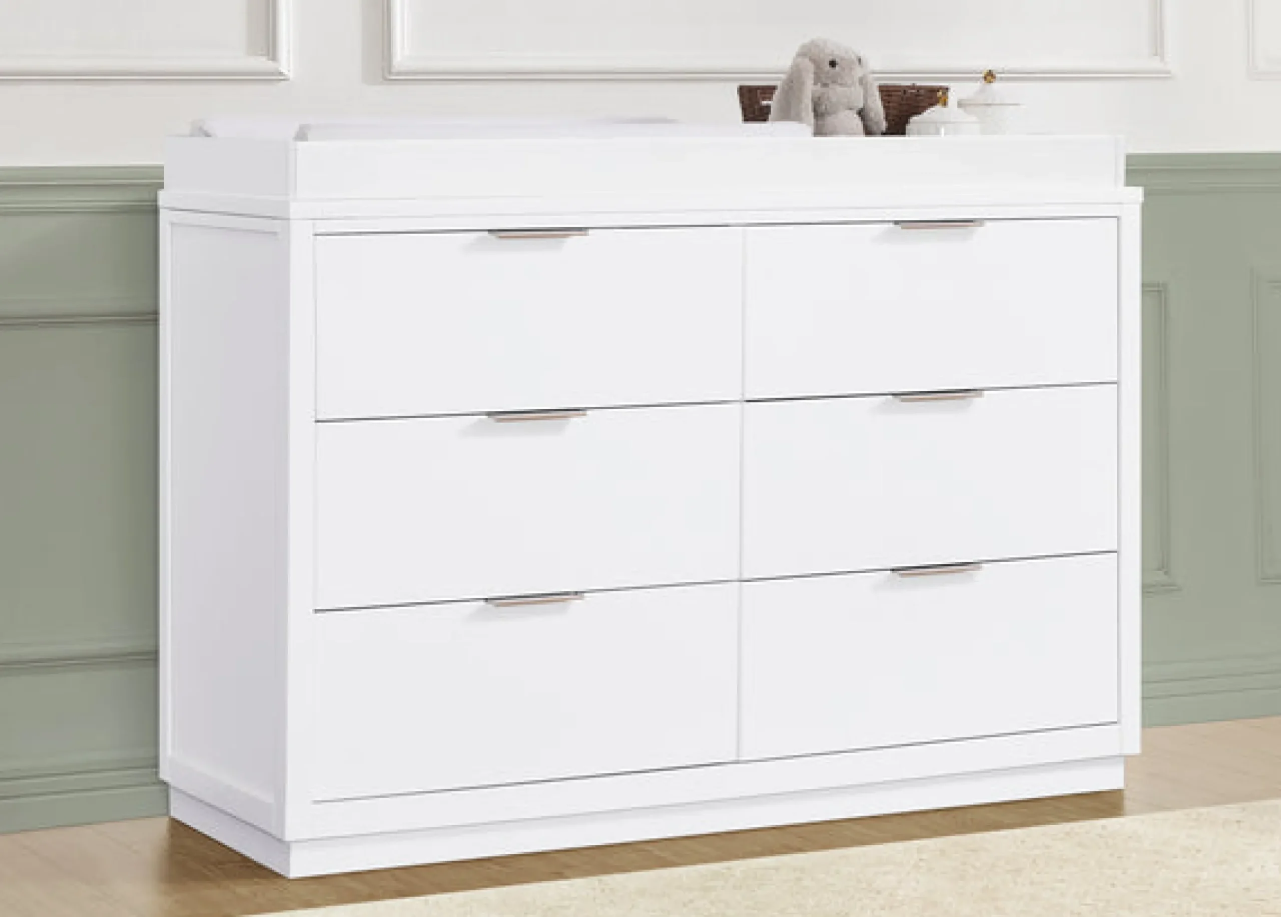 Dressers & Changing Tables|Dressers*Delta Children Forever 6 Drawer Dresser with Interlocking Drawers - Classic Collection Bianca White (130)