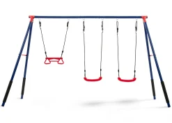 Swings & Swing Sets*Delta Children FunZone Outdoor Metal 3-Piece Swing Set - Includes 2 Swings and 1 Trapeze Bar