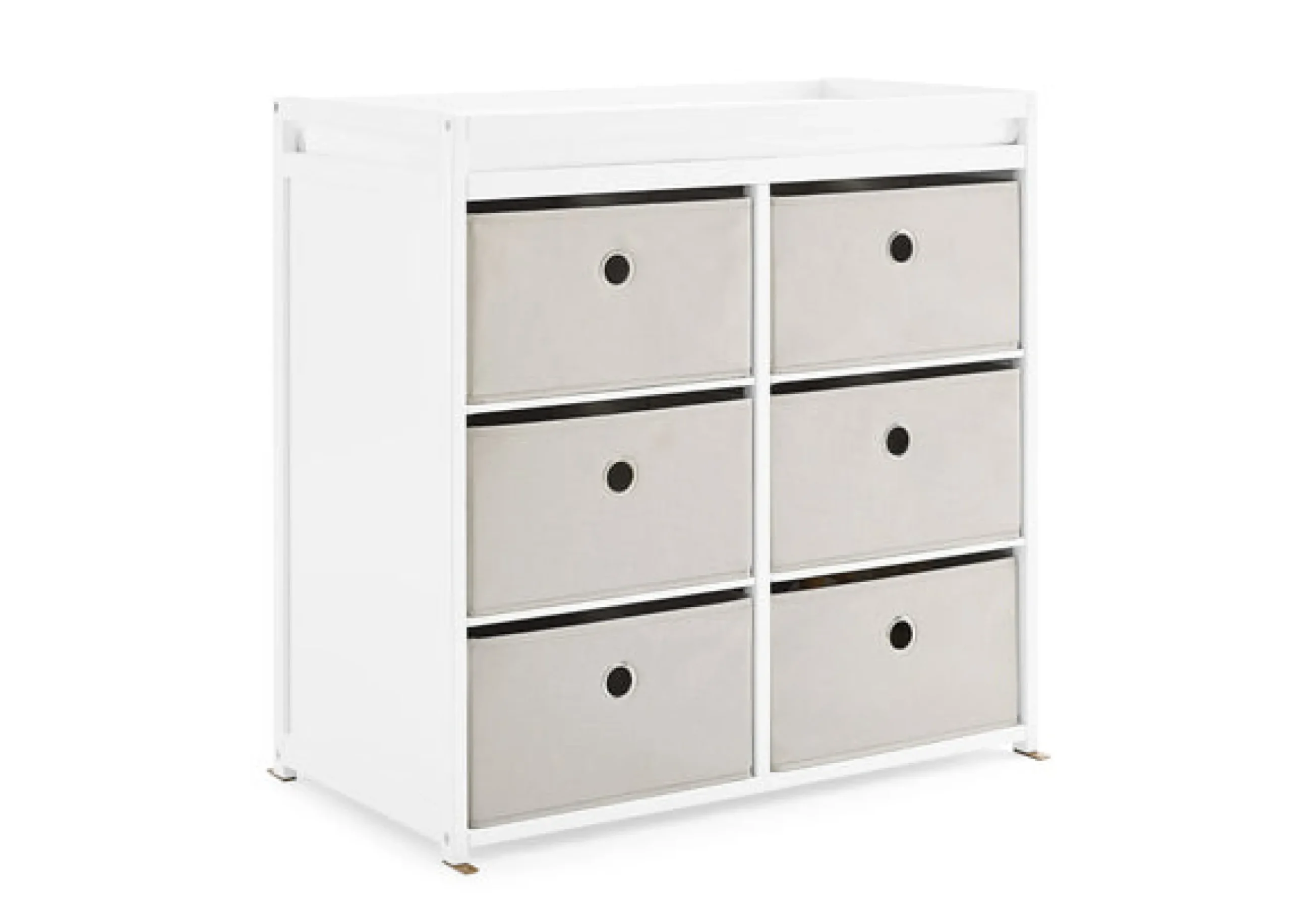 Dressers & Changing Tables|Dressers*Delta Children Hayes Fabric Bin Changer Bianca White with Flax (769)