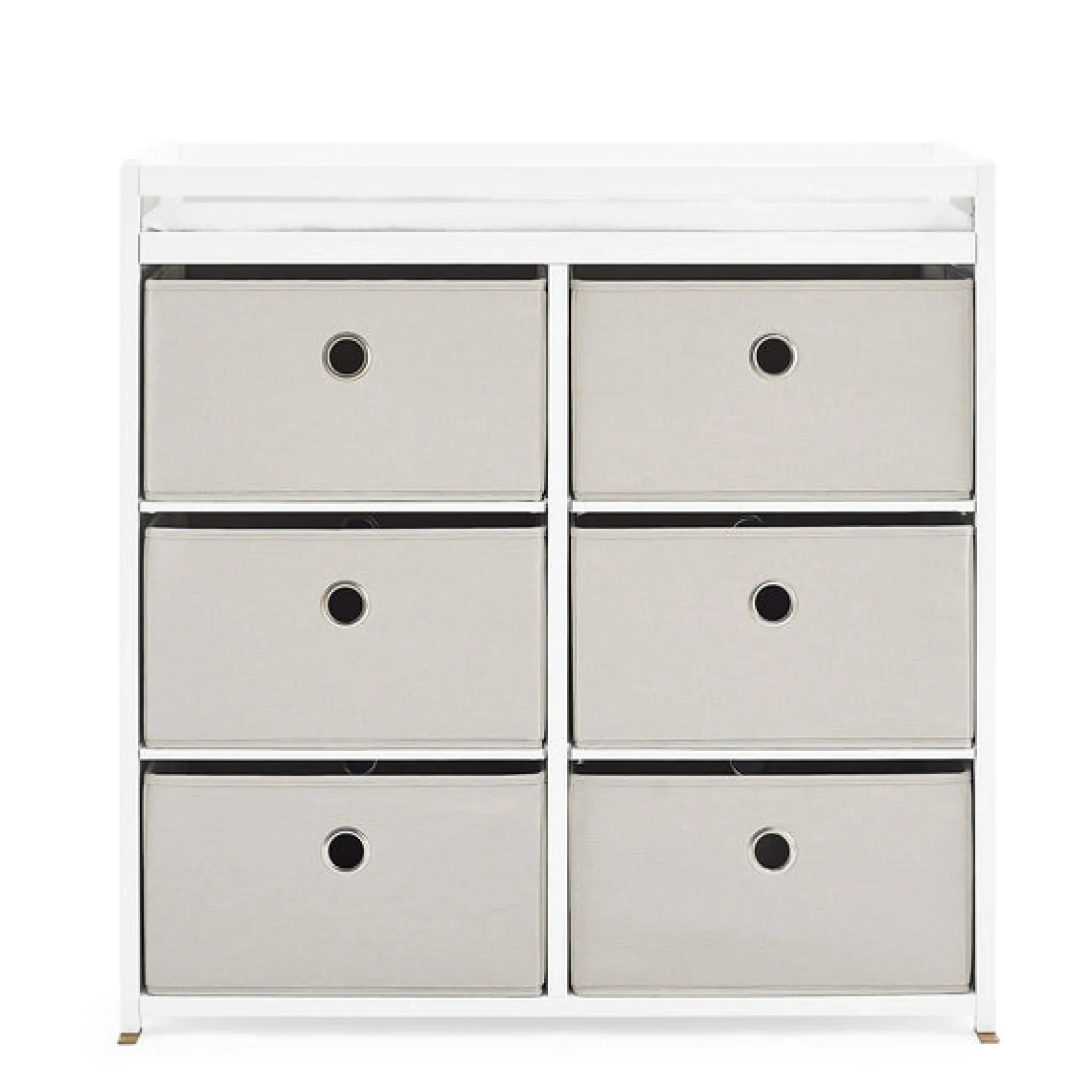 Dressers & Changing Tables|Dressers*Delta Children Hayes Fabric Bin Changer Bianca White with Flax (769)