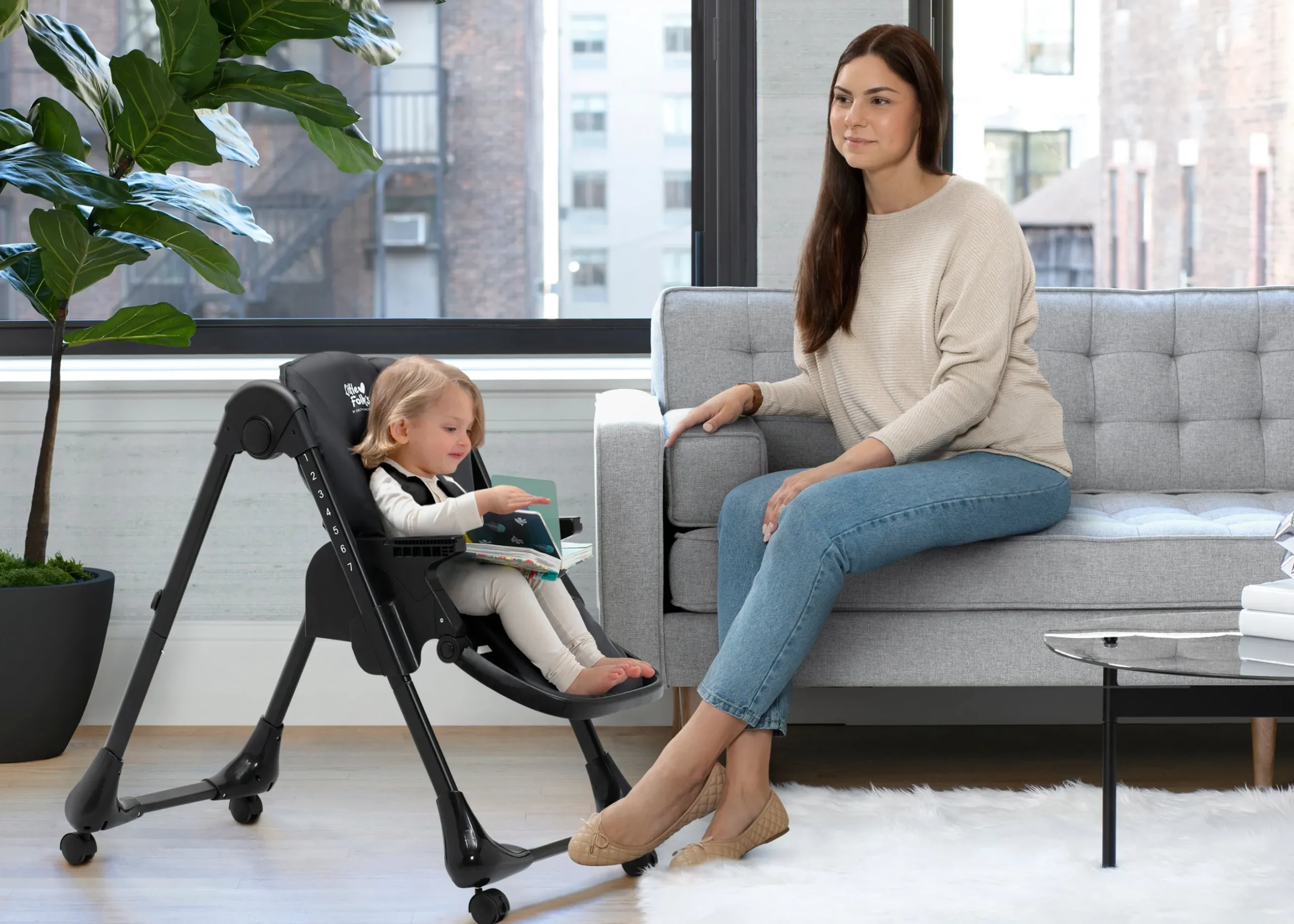 High Chairs & Boosters*Little Folks by Delta Children 2-in-1 SlimFold High Chair for Babies and Toddler