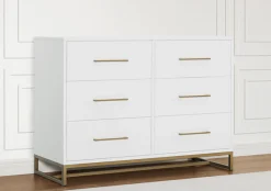Dressers & Changing Tables|Dressers*Delta Children Jade 6 Drawer Dresser with Interlocking Drawers Bianca White with Melted Bronze (186)