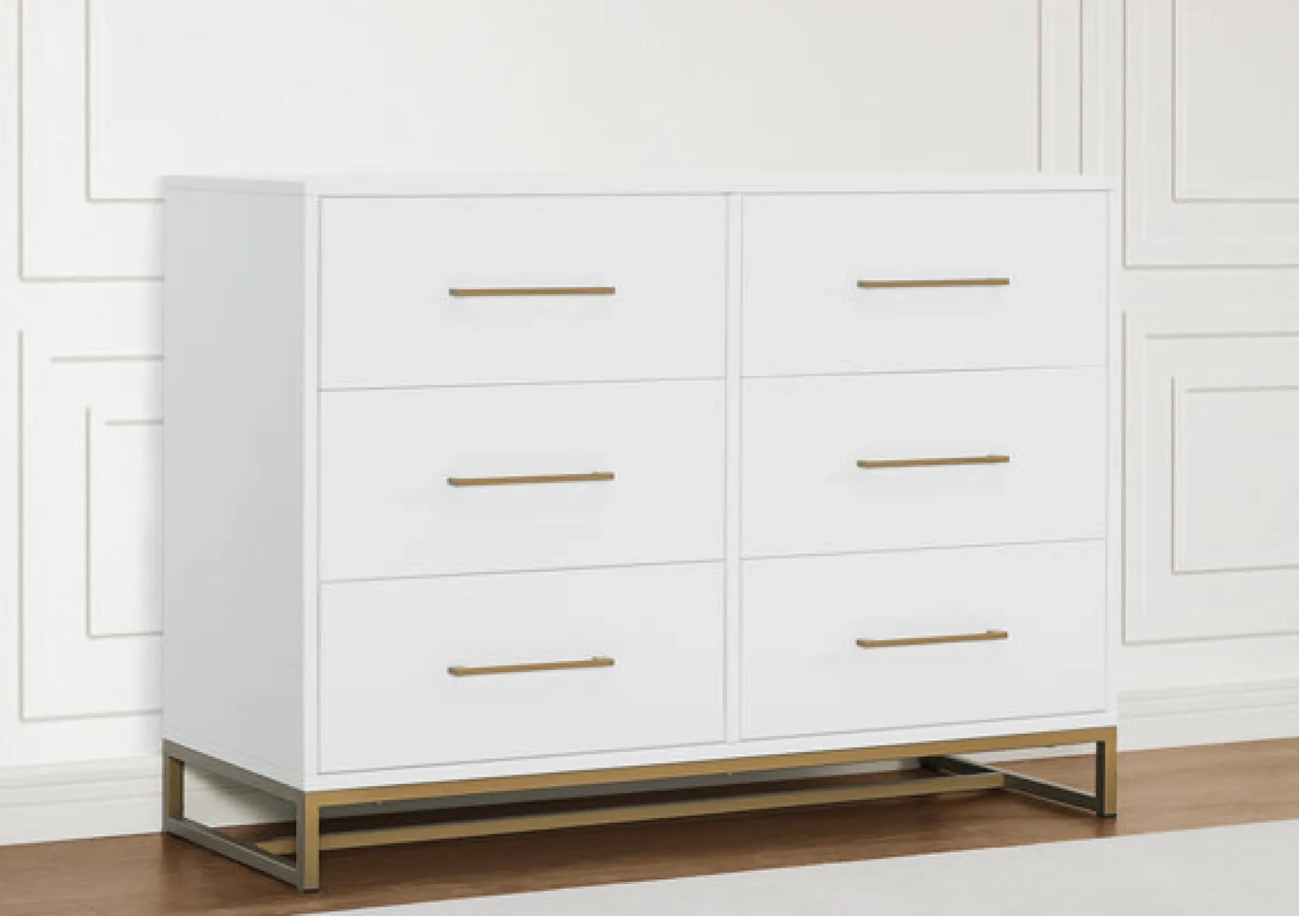 Dressers & Changing Tables|Dressers*Delta Children Jade 6 Drawer Dresser with Interlocking Drawers Bianca White with Melted Bronze (186)